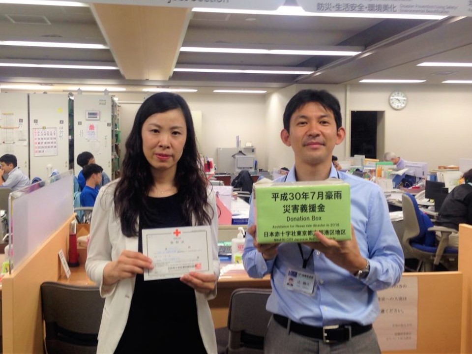 【食物栄養科】ふれ愛まつりだ、芝地区！の収益金を「平成30年7月豪雨災害義援金」に寄付しました。