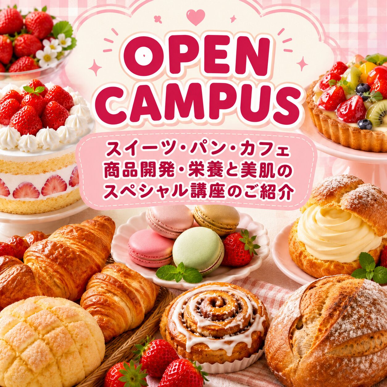 8月開催『スイーツ・パン・カフェ・商品開発・栄養と美肌』のフード系スペシャル講座のご紹介